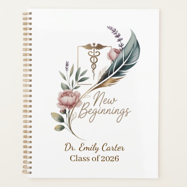 Personalized Doctor Graduation New Beginnings Planer (Vorderseite)