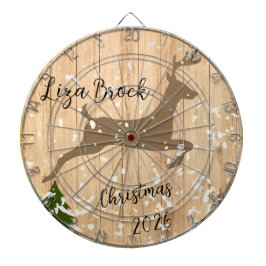 Personalized doe Christmas bauble wooden backgroun Dartscheibe