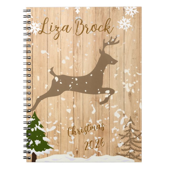 Personalized doe Christmas bauble wooden backgroun Notizblock (Vorderseite)