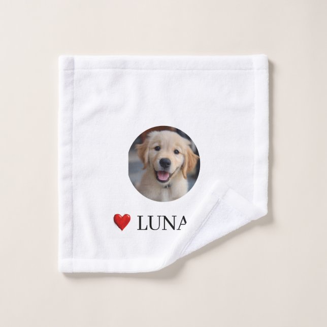 Personalized Dog Lover Photo & Name Towel (Gant de toilette)