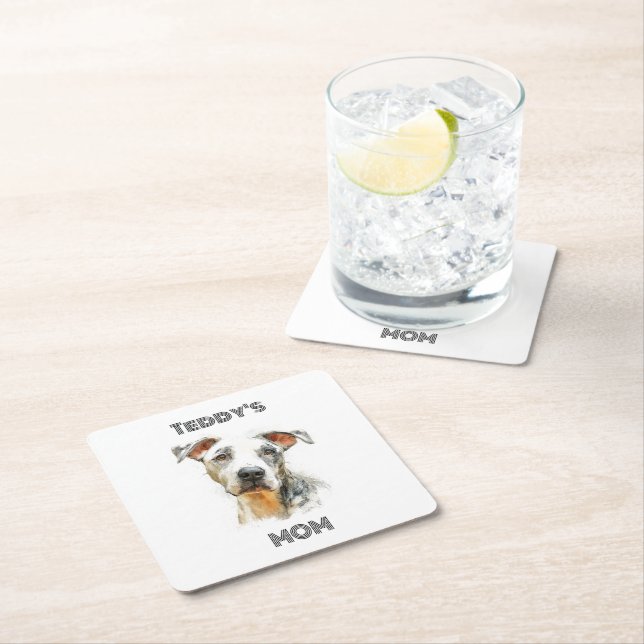 Personalized Dog Mom Paper Coaster | Custom Gift Rechteckiger Pappuntersetzer (Vor Ort)