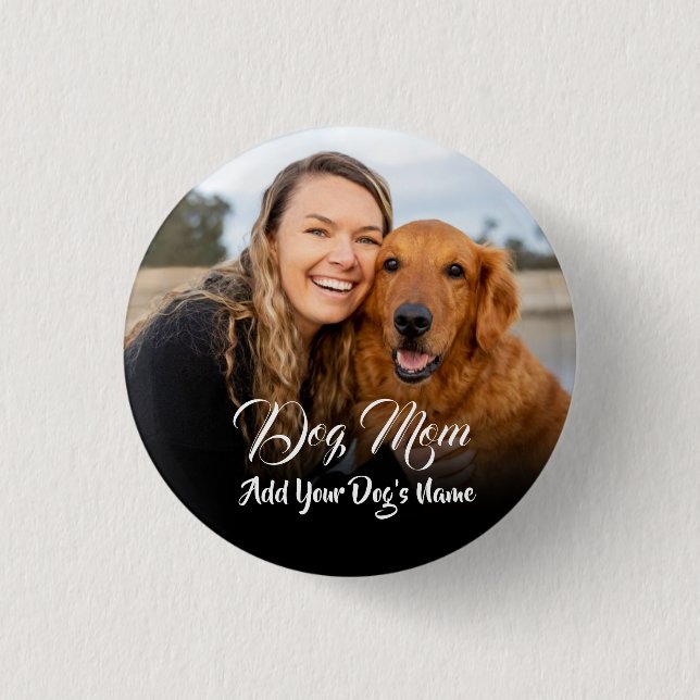 Personalized Dog Mom Photo Locket Button (Vorderseite)