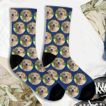 Personalized Dog Pet Photo Collage Blue  Socken<br><div class="desc">Surprise the dog lover whether its a birthday,  Mothers day or Christmas with these super cute pet photo all over print socks. They'll be a favorite of all dog lovers.  COPYRIGHT © 2020 Judy Burrows,  Black Dog Art - All Rights Reserved. Personalized Dog Pet Photo Collage Blue Socks</div>