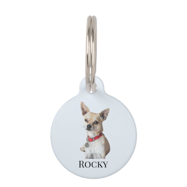 Personalized Dog Photo | Custom Pet Name  Haustiermarke (Vorderseite)