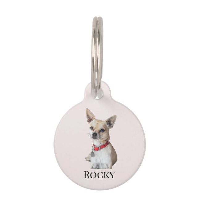 Personalized Dog Photo | Custom Pet Name  Haustiermarke (Vorderseite)