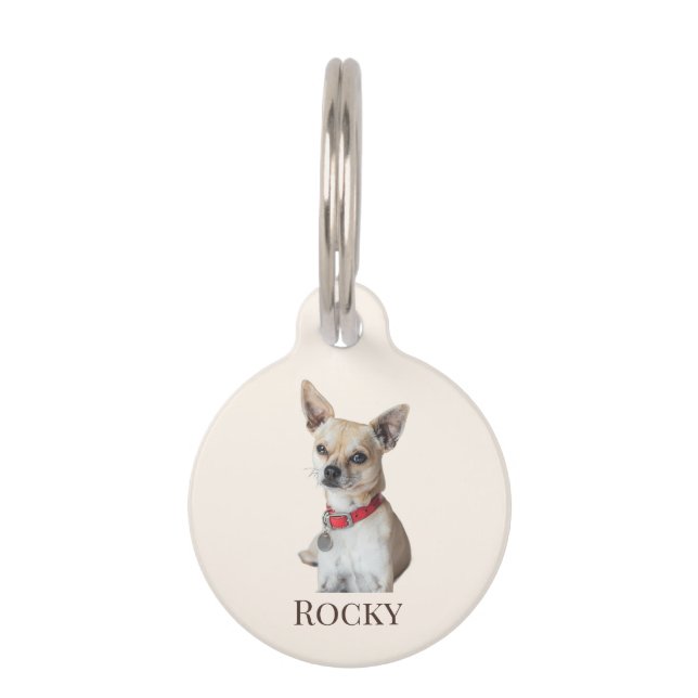 Personalized Dog Photo | Custom Pet Name  Haustiermarke (Vorderseite)