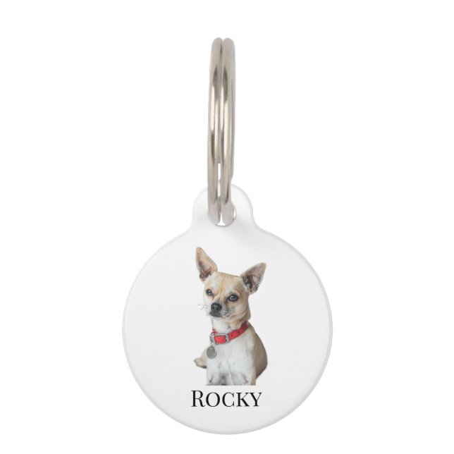 Personalized Dog Photo | Custom Pet Name  Haustiermarke (Vorderseite)