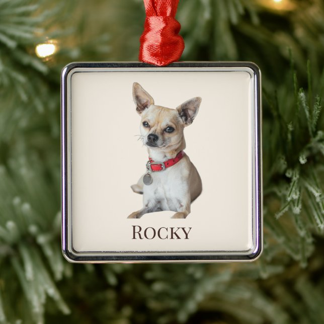 Personalized Dog Photo | Custom Pet Name  Ornament Aus Metall (Baum)