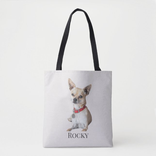 Personalized Dog Photo | Custom Pet Name  Tasche (Vorderseite)