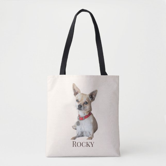 Personalized Dog Photo | Custom Pet Name  Tasche (Vorderseite)