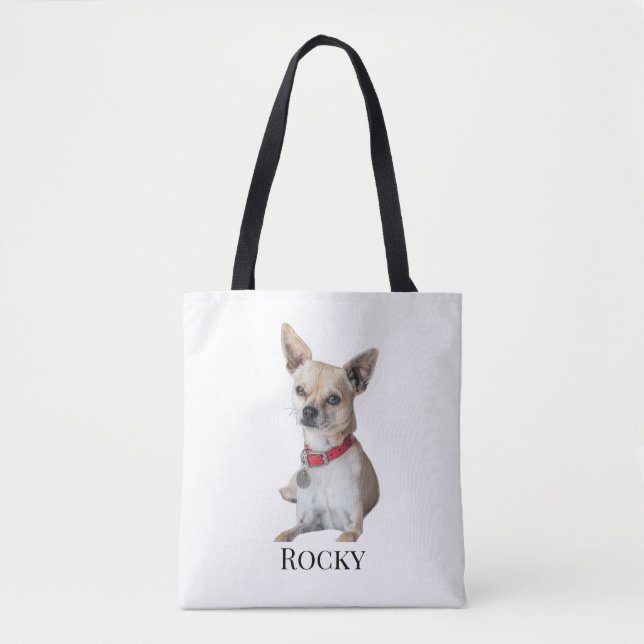 Personalized Dog Photo | Custom Pet Name  Tasche (Vorderseite)