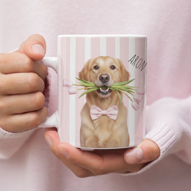 Personalized Dog Photo Mug with Flowers  Kaffeetasse (Von Creator hochgeladen)