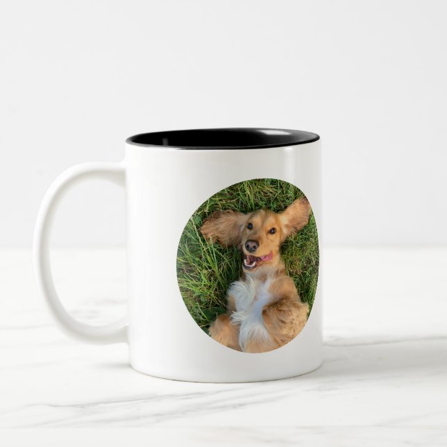 Personalized Dog Photo with Text | Custom Gift Zweifarbige Tasse (Links)