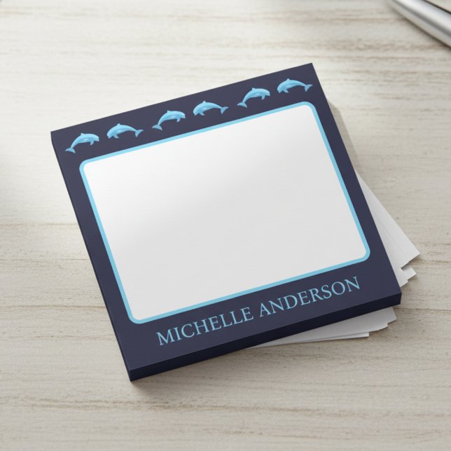 Personalized Dolphins Post-it Notes with Name Klebezettel (Custom name post-it notes for dolphin lovers.)