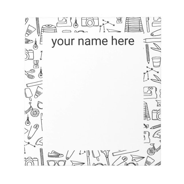 Personalized Doodle Drawings Notepad Notizblock (Vorderseite)