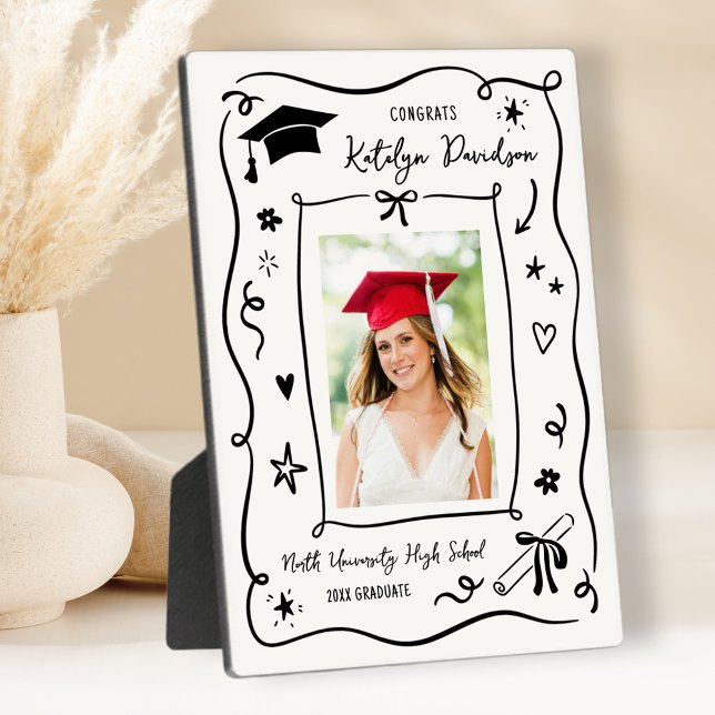 Personalized Doodle Photo Graduation Fotoplatte (Von Creator hochgeladen)