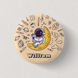 Personalized Doodle Space Planets Back to School Button