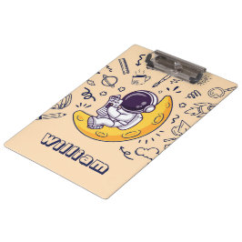 Personalized Doodle Space Planets Back to School Klemmbrett