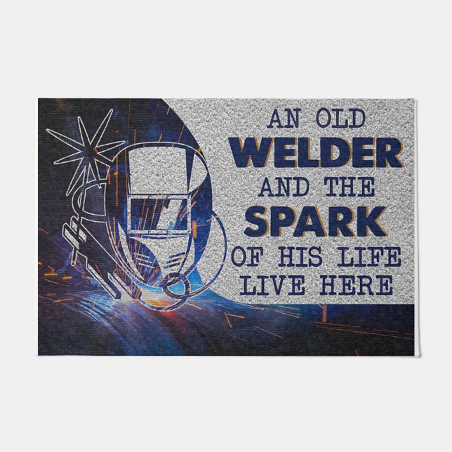 Personalized Doormat, An Old Welder And His Spark Fußmatte (Vorderseite)