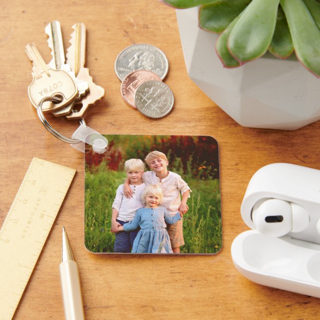 Personalized Double Sided 2 Photo of Kids Family Schlüsselanhänger (Schreibtisch)
