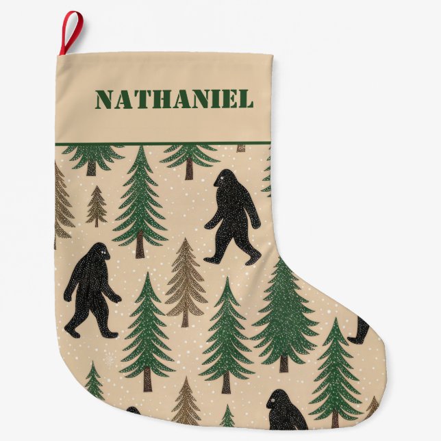 Personalized  Double sided Novelty Yeti  Großer Weihnachtsstrumpf (Vorderseite)