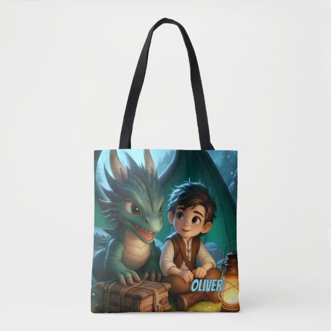 Personalized Dragon Adventure Tote Bag for Kids Tasche (Vorderseite)