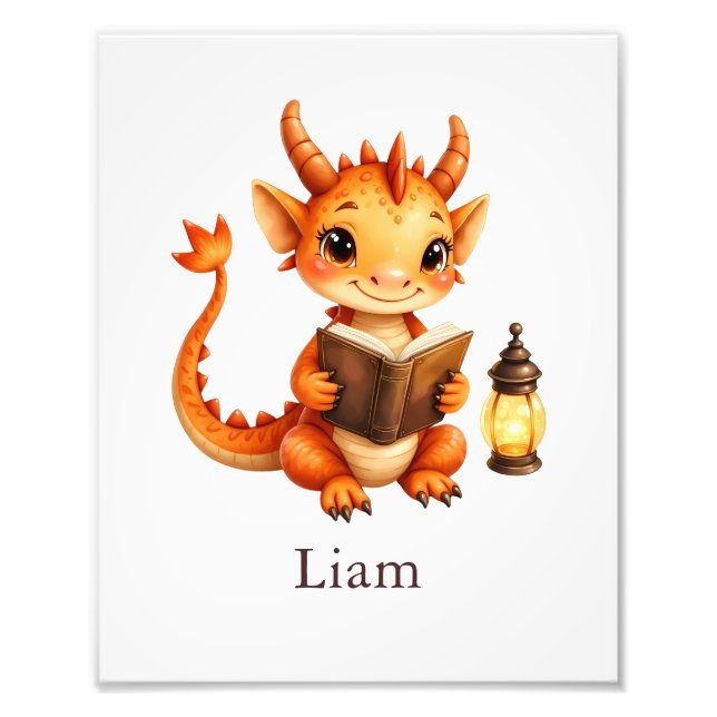 Personalized Dragon Art Print Custom Nursery Kids  Fotodruck (Vorne)