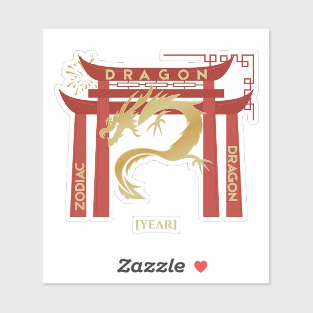 Personalized Dragon Zodiac Sticker / Dragón (Feuille)