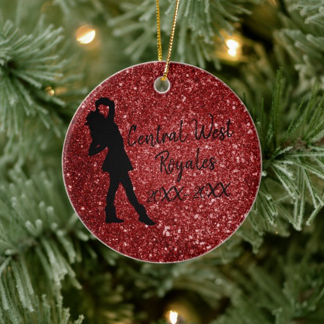 Personalized Drill Team | Red and Black Keramik Ornament (Baum)