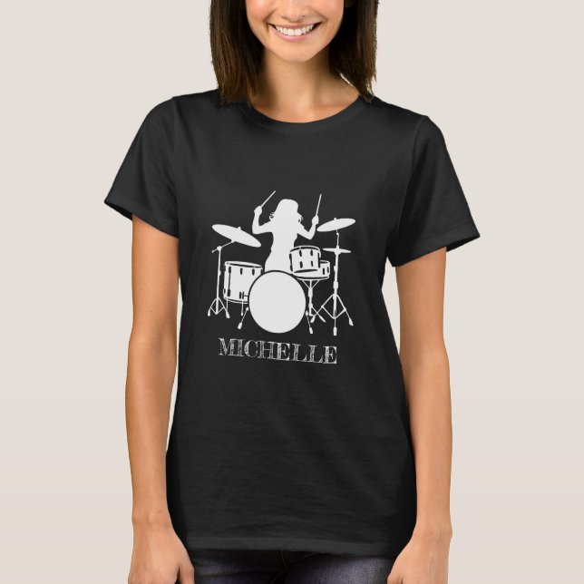 Personalized Drummer Girl | Drums Drummer Gift     T-Shirt (Vorderseite)