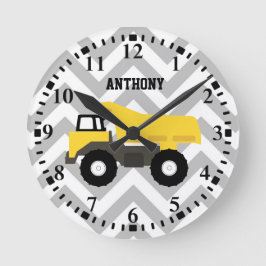 Personalized Dump Truck Construction Trucks Runde Wanduhr