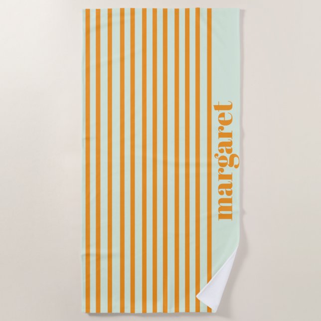 Personalized Dusky Orange Stripes Strandtuch (Vorderseite)