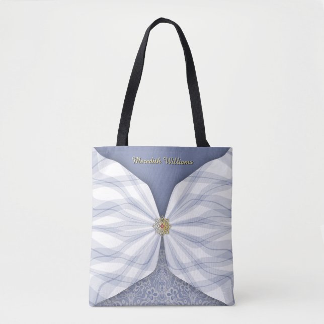 Personalized Dusty Blue Jewel Textile Illusion Tasche (Vorderseite)