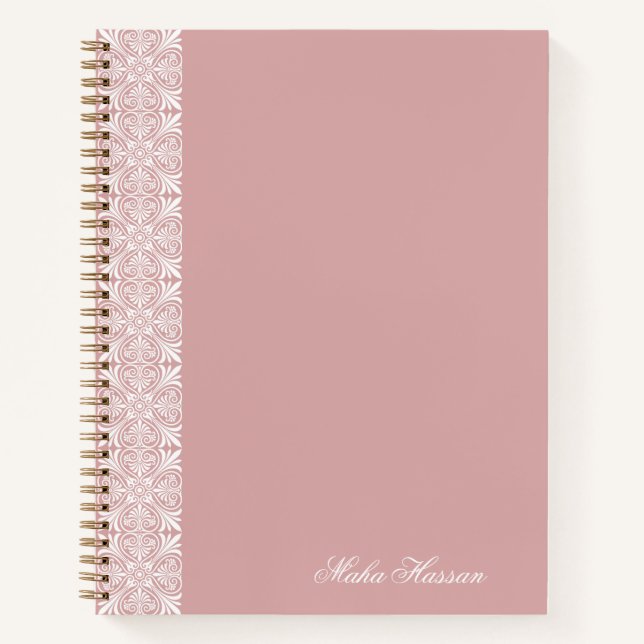 Personalized Dusty Rose Geometric Floral Print  Notizbuch (Vorderseite)