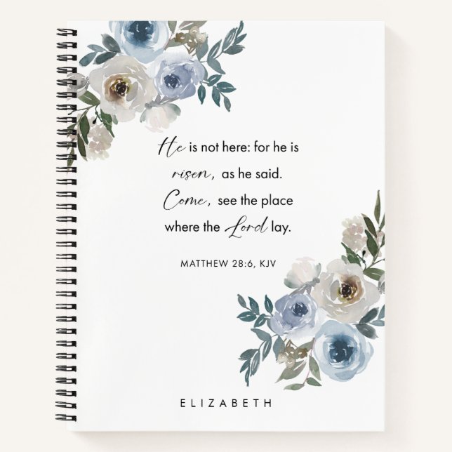 Personalized Easter Bible Verse Floral Christian Notizbuch (Vorderseite)