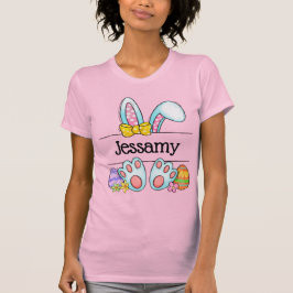 Personalized Easter Bunny Name Pastel Bow T-Shirt