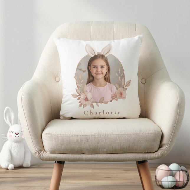 Personalized Easter Bunny Photo Pillow for Kids Kissen (Von Creator hochgeladen)