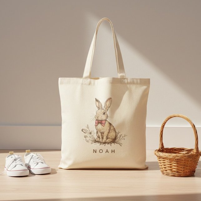 Personalized Easter Bunny Tote Bag with Name (Créateur téléchargé)
