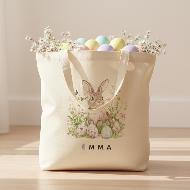 Personalized Easter Bunny Tote Bag with Name Tragetasche (Von Creator hochgeladen)