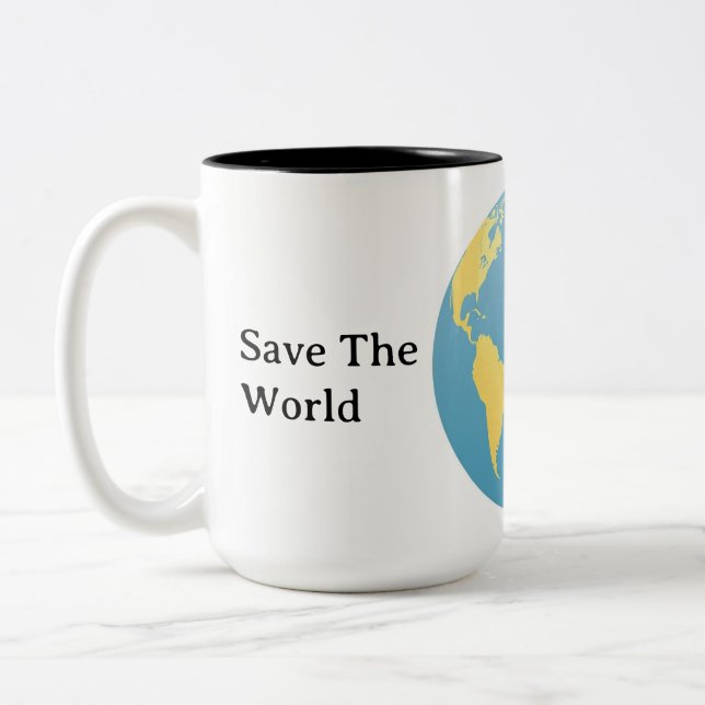 Personalized Eco-Globe Minimalist Planet Zweifarbige Tasse (Links)