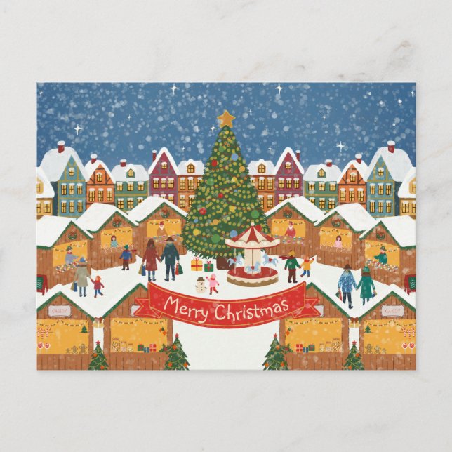 Personalized Editable Christmas Postcard Feiertagspostkarte (Vorderseite)