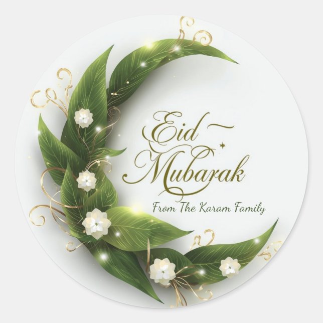 Personalized Eid Mubarak Muslim modern Classic  Runder Aufkleber (Vorderseite)