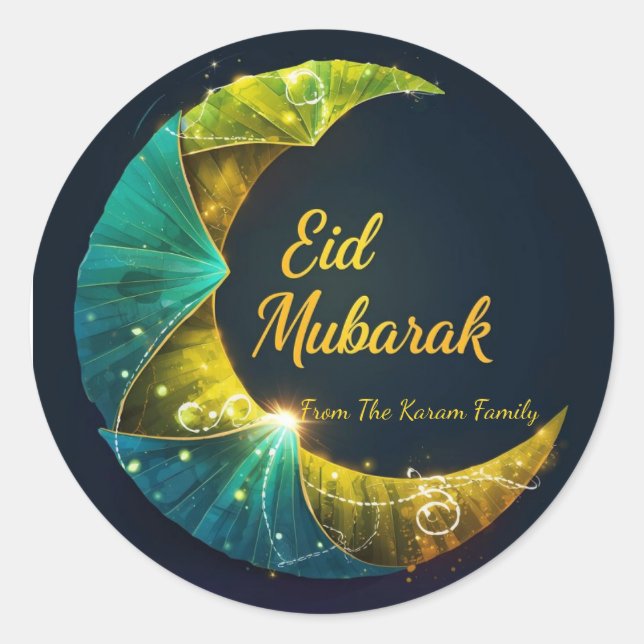 Personalized Eid Mubarak Muslim modern  Runder Aufkleber (Vorderseite)