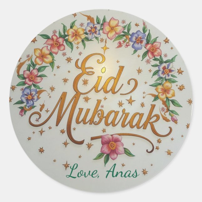 Personalized Eid Mubarak Round Stickers (Vorderseite)
