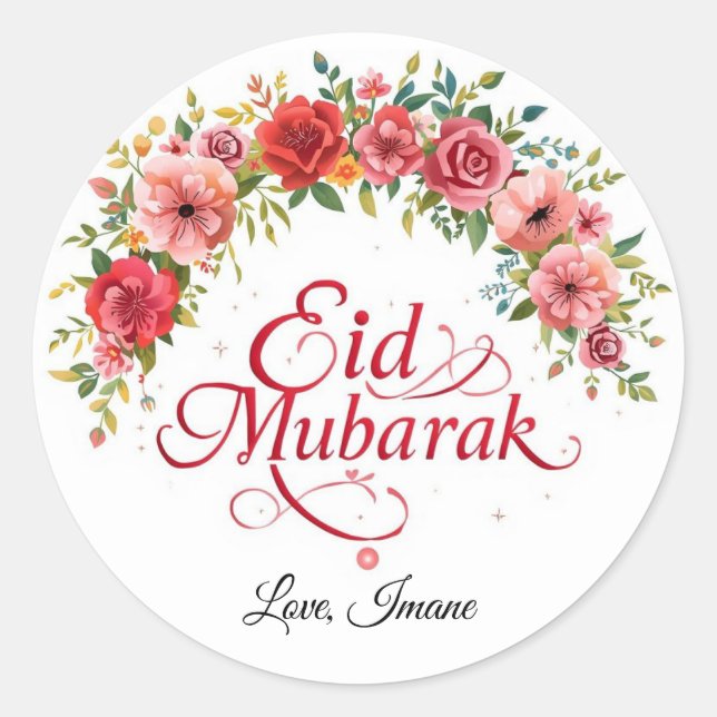 Personalized Eid Mubarak Round Stickers (Vorderseite)