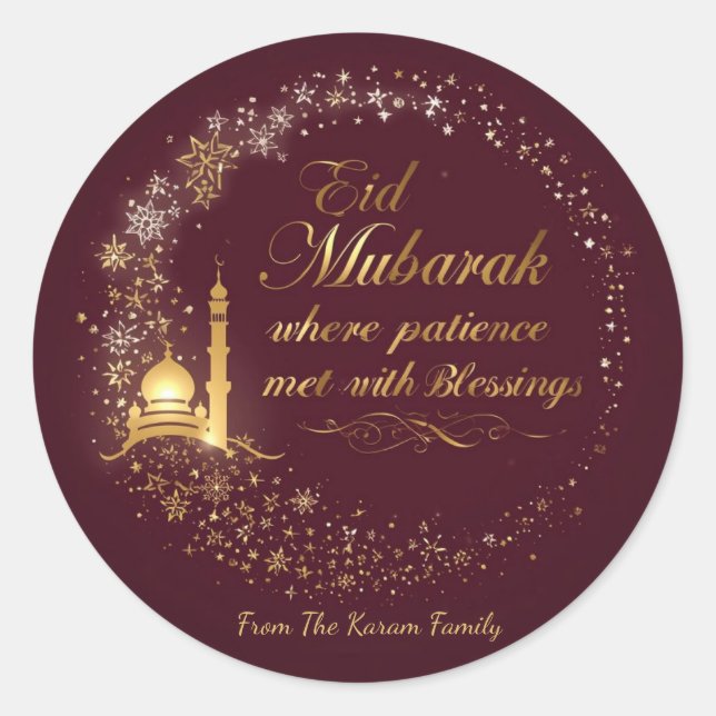 Personalized Eid Mubarak  Stickers Muslim Stickers (Vorderseite)