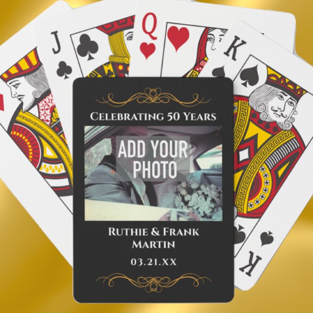 Personalized Elegant 50th Anniversary Photo Gift Spielkarten (Personalized photo keepsake playing cards. Fun custom 50th wedding anniversary gift or party favor.
)