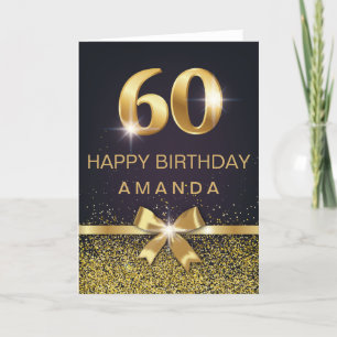 Personalized Elegant 60th Birthday Gold Glitter Karte