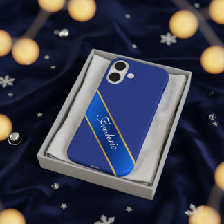 Personalized Elegant Blue & Gold iPhone Case