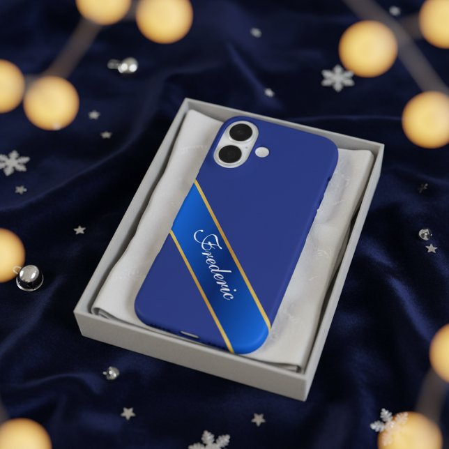 Personalized Elegant Blue & Gold iPhone Case (Von Creator hochgeladen)